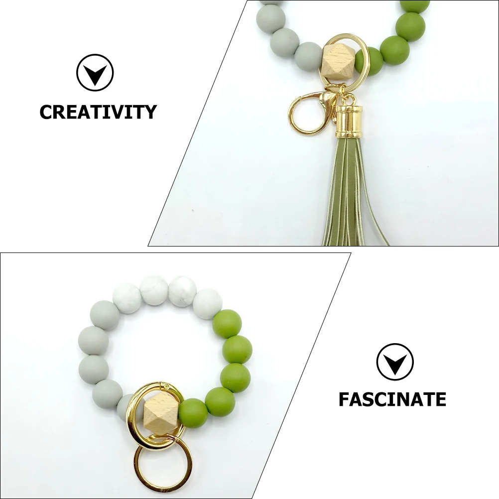

Keychain Bead Bracelet Holder Silicone Wristlet Beads Rings Beaded Chains Wristlets Food Grade