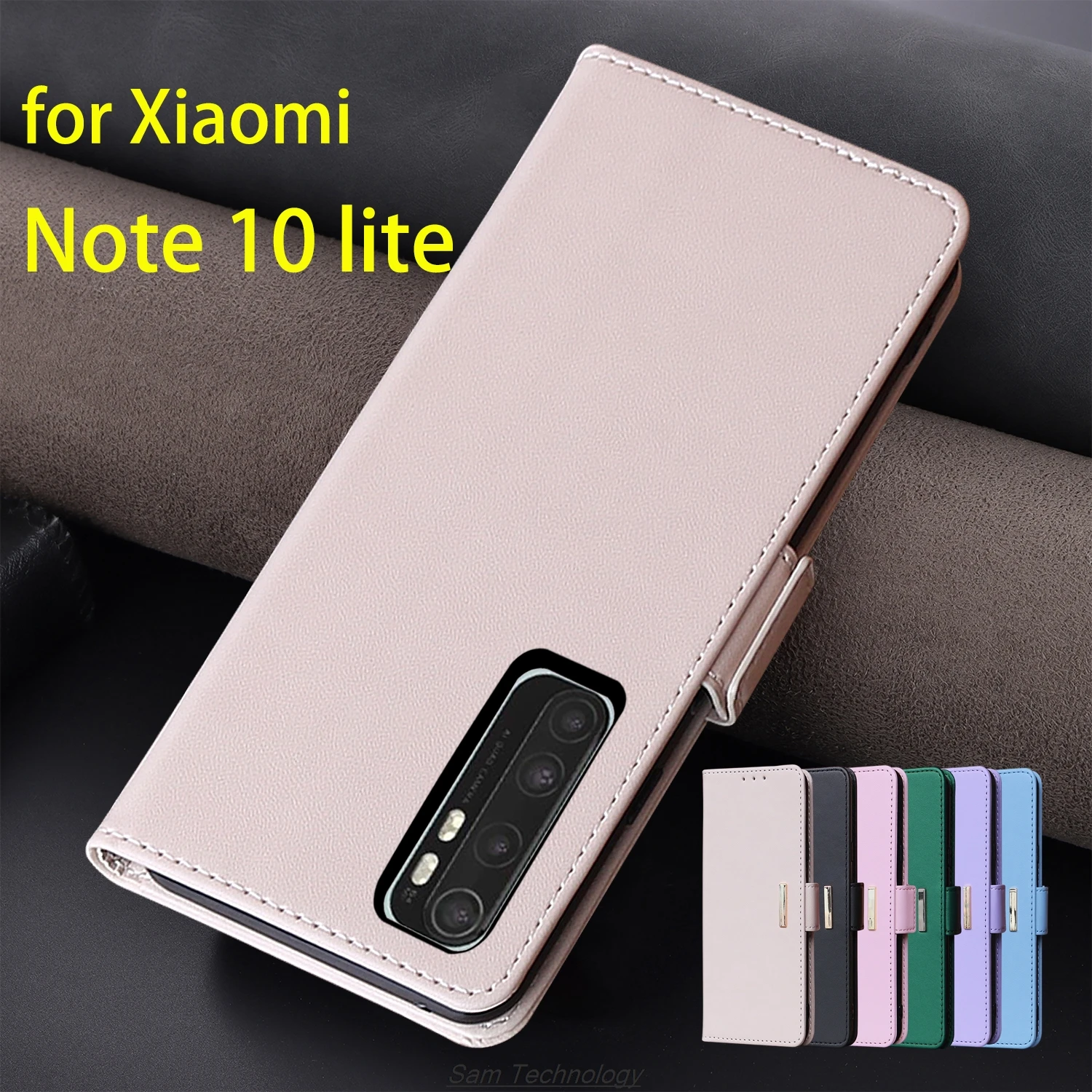 Magnetic buckle Leather Case for Xiaomi Mi Note 10 lite Wallet RFID BLOCKING Flip Cover female Simple Capa Fundas Coque