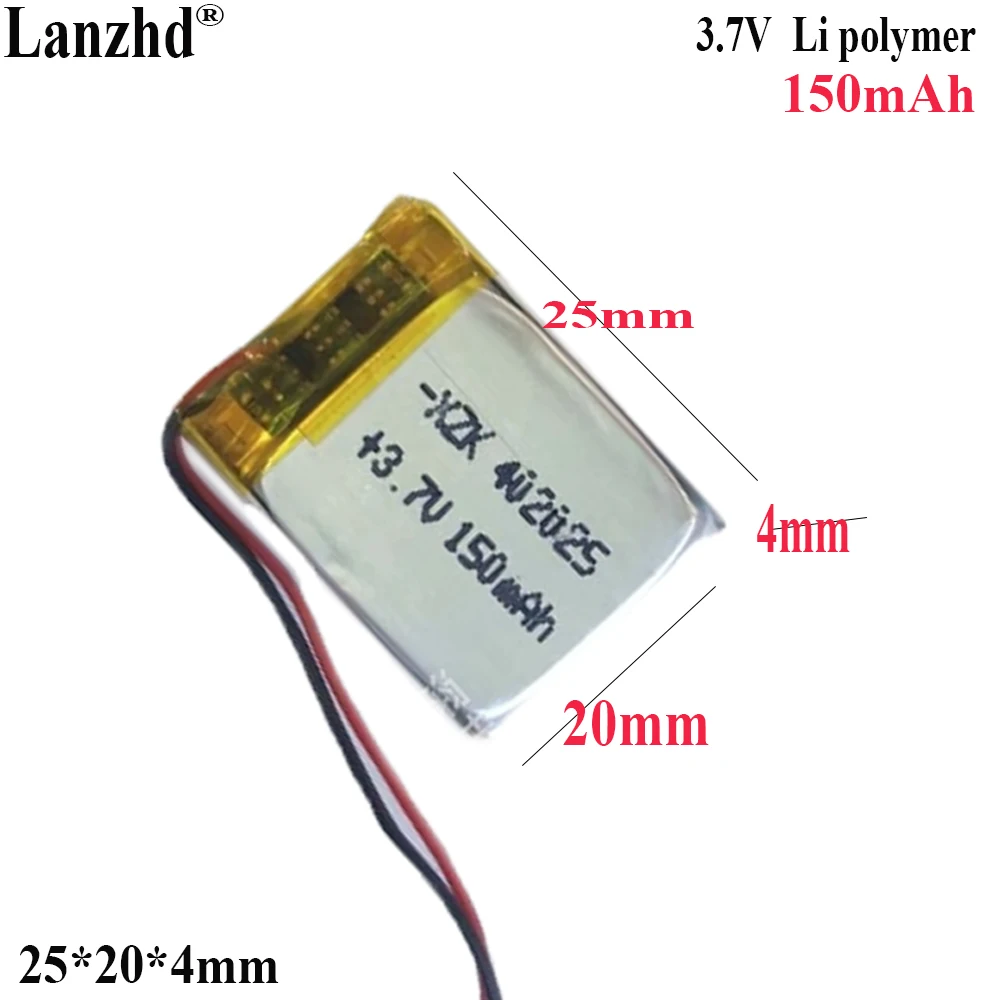 

3.7V Li Polymer lithium battery For Bluetooth speaker smart wearable watch digital Pet water steamer battery 150mAh 402025