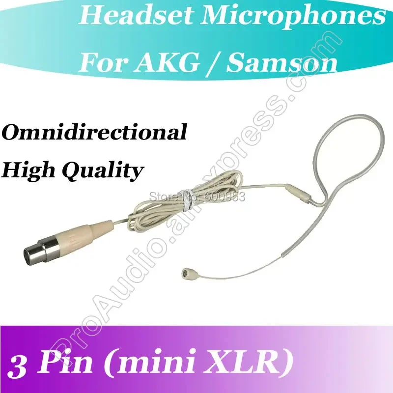 MICWL Beige inalámbrico gancho para la oreja auriculares micrófono para AKG Samson Gemini inalámbrico Beltpack micrófono transmisor (mini XLR 3 pines)