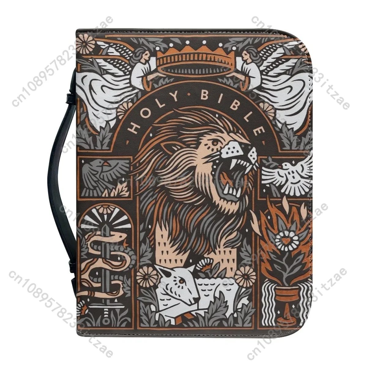 Grande couverture biblique féroce grand Lion croix motif porte-dossier trousse à outils sac à main sac de rangement organisateur facile à saisir nouveau