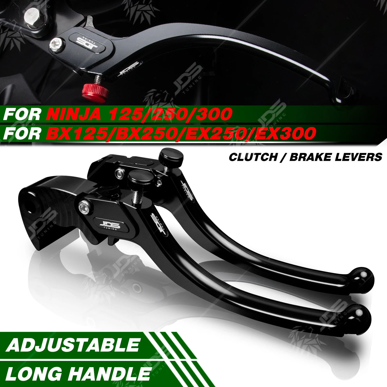 

JDSTUNING для Kawasaki NINJA125/NINJA250/NINJA300/BX125/BX250/EX250/EX300, набор тормозных рычагов сцепления, длинная ручка, детали рычагов
