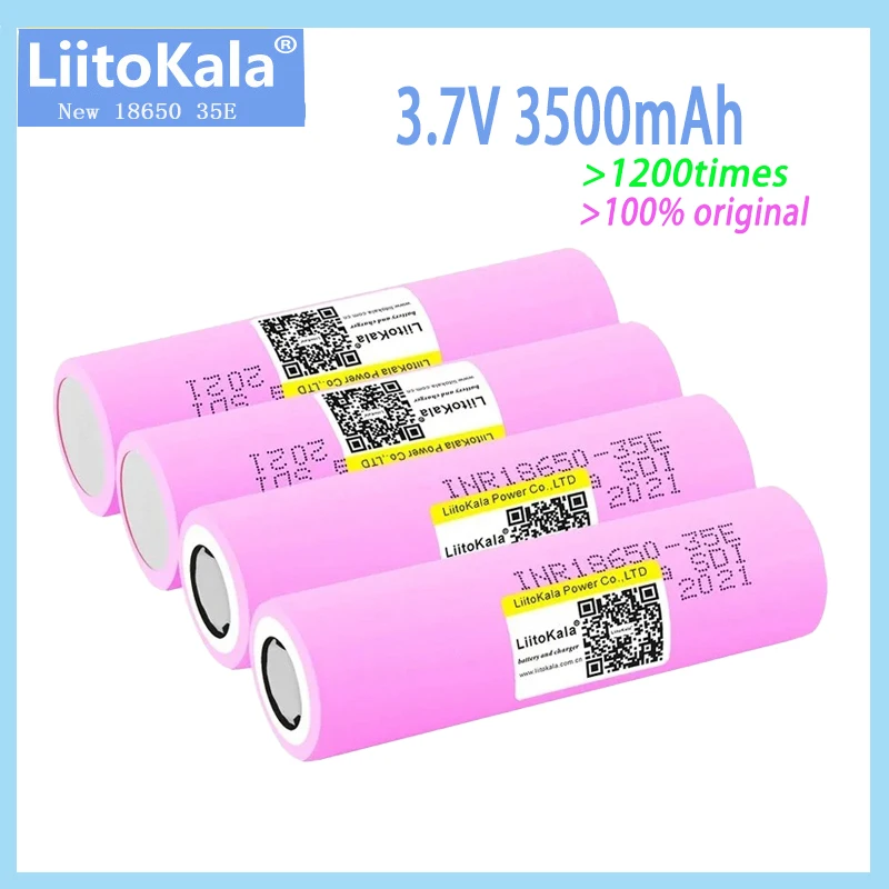 100% New Original  LiitoKala INR18650 35E 3.7V 3500mAh 20A Discharge INR18650 35E 18650 Li-ion Battery 3.7v Rechargable Battery