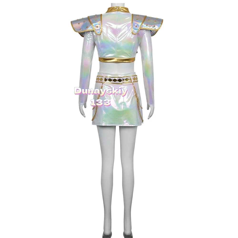 KPop Huntrix Zoey аниме косплей костюм парик униформа серьги кольца Huntrix Хэллоуин карнавальный реквизит для женщин и девочек