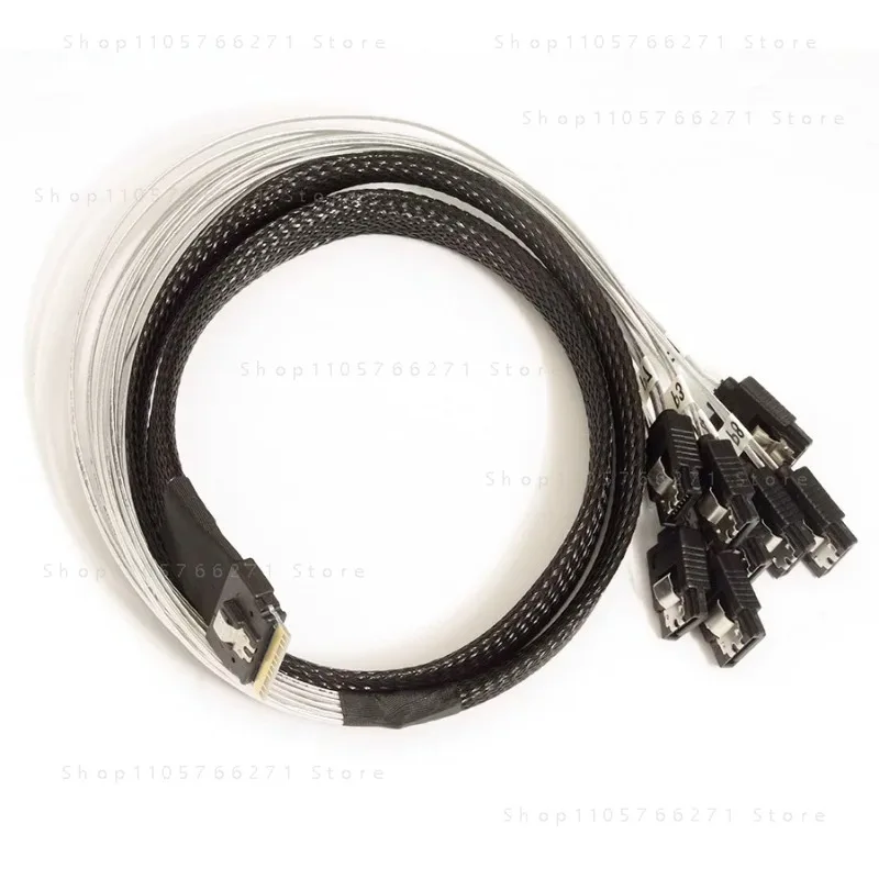 SFF-8654 to 8 SATA Cable 8i Slim SAS 4.0  1-to-8 Splitter for SSD HDD Data Cords
