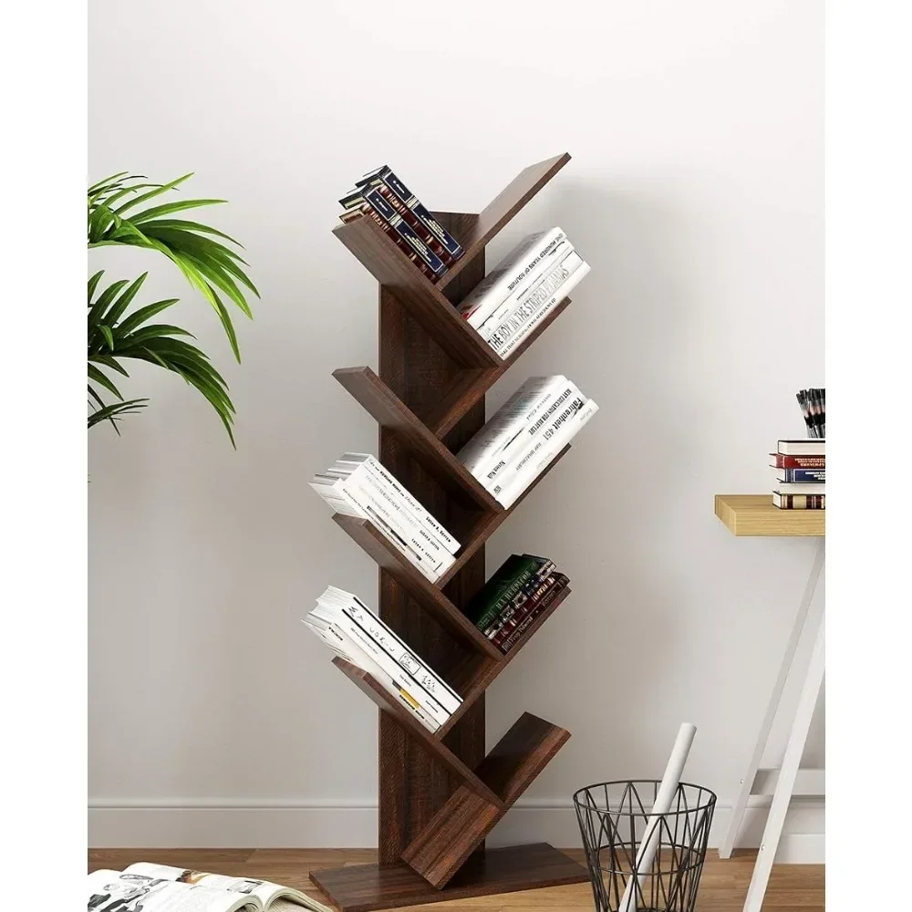 

Book caseTree Bookshelf, 9 Shelf Floor Standing Tree Bookshelfs, with Shelves for Living Room, Home Office,Walnut Bookcase