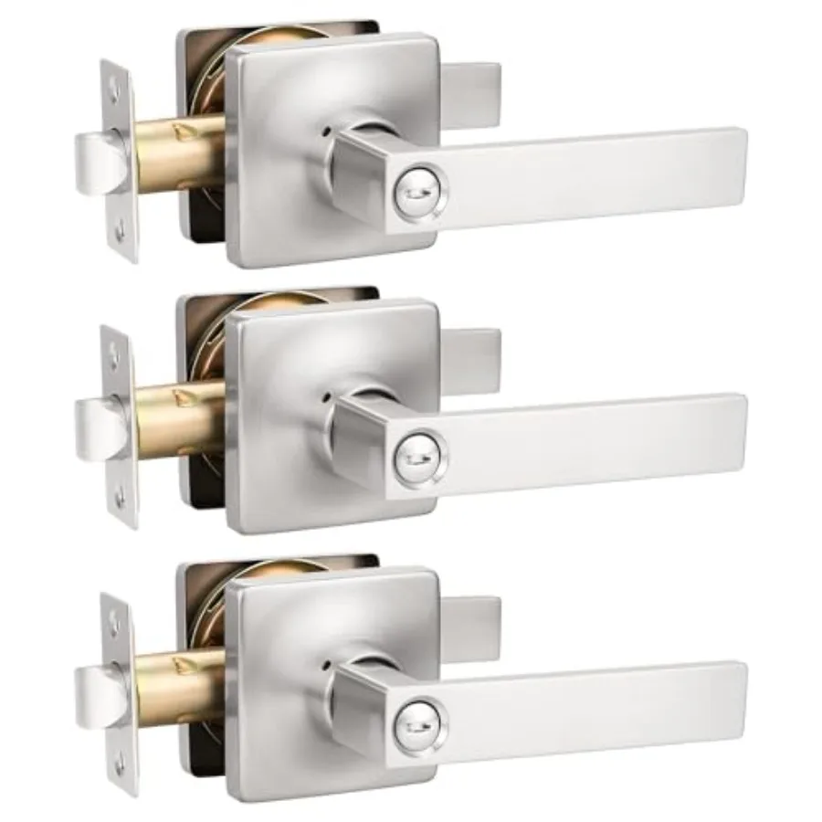 

Pack Brushed Nickel Handles Interior Handle with Lock s Bedroom Bathroom Handles Interior Knobs