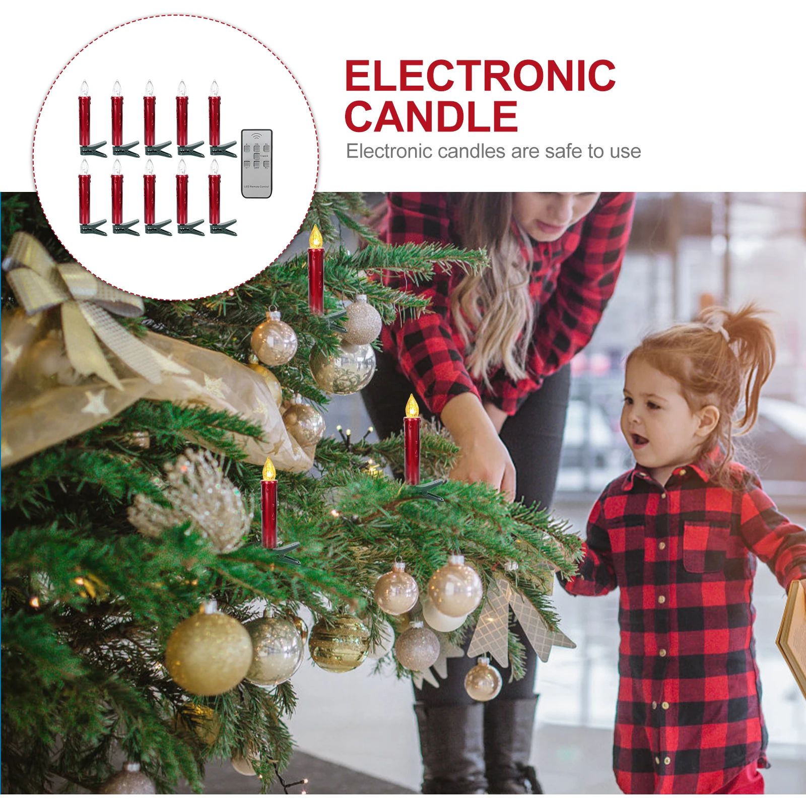 

10 Pcs Red Electronic Candles Led Tealight Flameless Flickering Branches Plastic