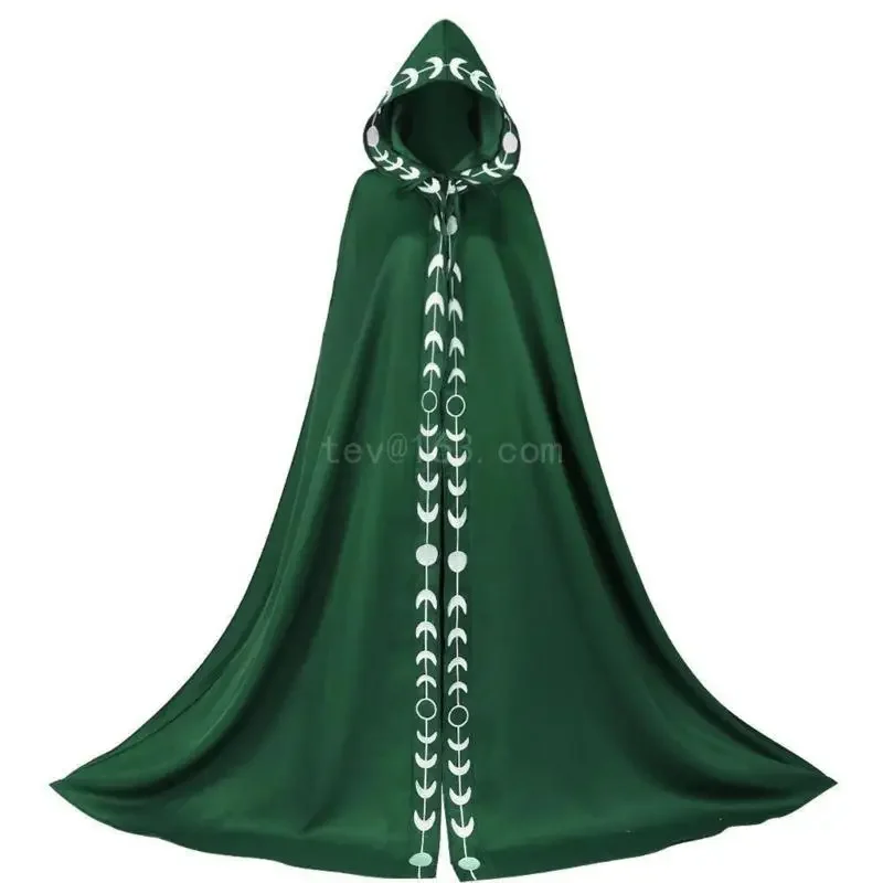 Floor Length Halloween Cosplays Costume Cape Wizard Witch Mantle Outfit Fancy Dress up Gown Party Dress Cloak for Adults