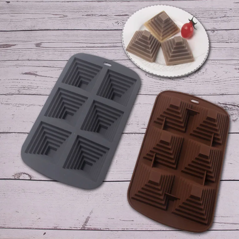 6-link pyramid silicone mold cake baking jelly steam cake silicone air fryer oven mold high temperature resistant