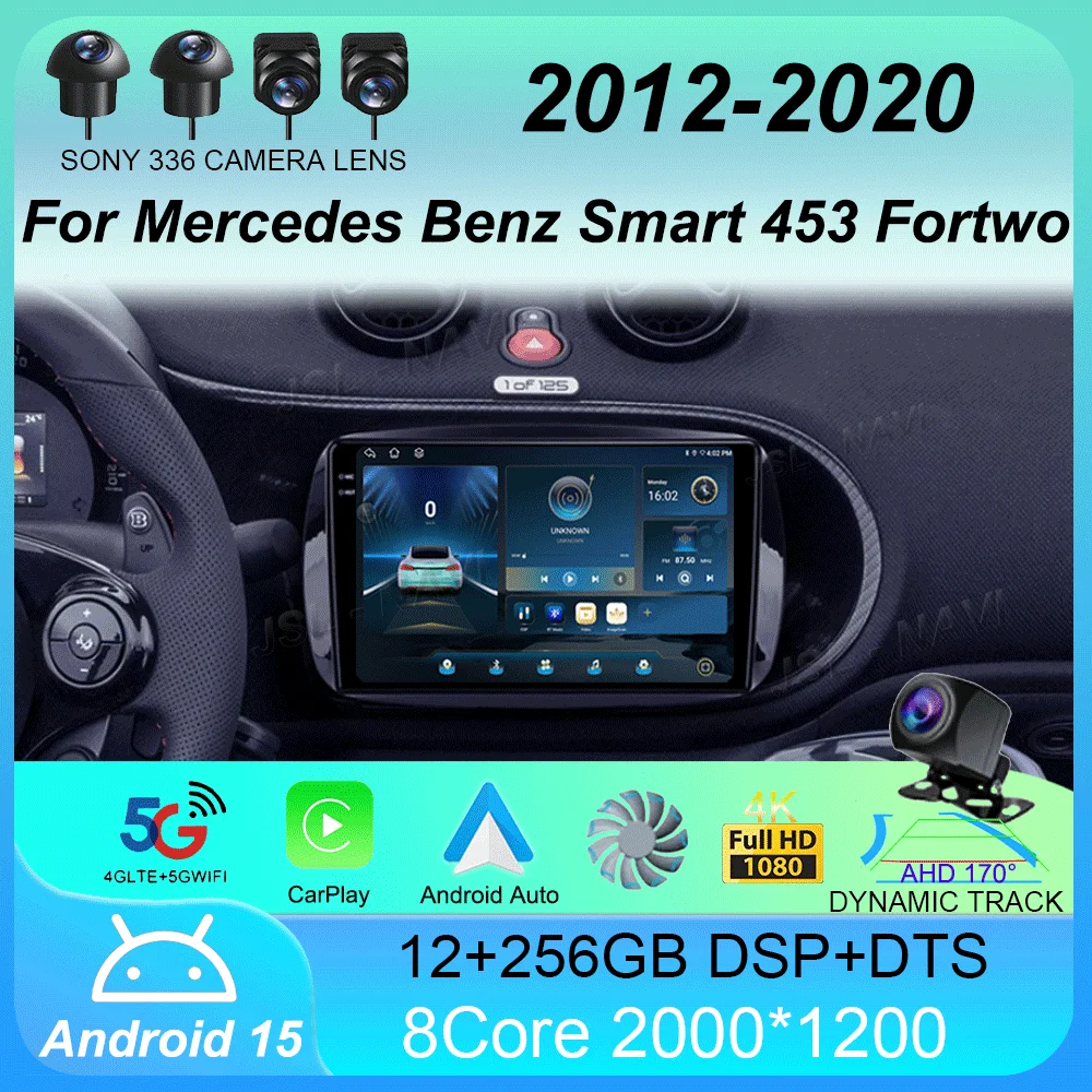 

Android 15 Car Radio Carplay For Mercedes Benz Smart 453 Fortwo 2014 2015 2016 -2020 Multimedia Player Navigation GPS Stereo DSP
