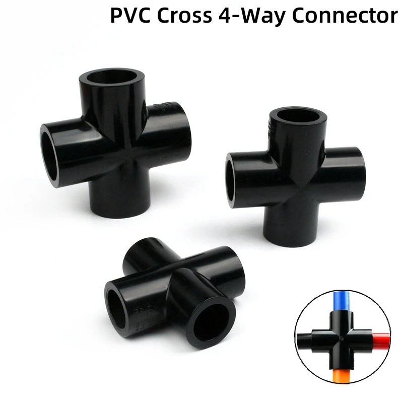 1~15PCS 20/25/32mm Black PVC Pipe Cross 4-Way Thicken Connector Aquarium Tank Drainage Adapter Garden Irrigation Feedwater Joint