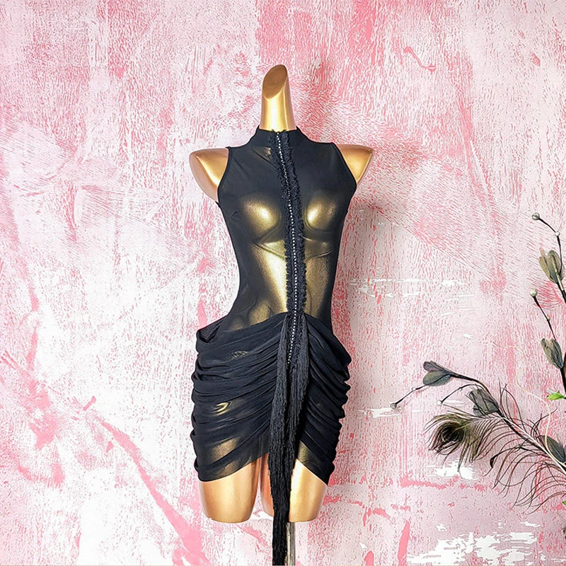 

2026 Sexy Latin Dance Dress Costumes Mesh Perspective Irregular Dress Competition Dress Women Tango Latin Dance Wear DN20325