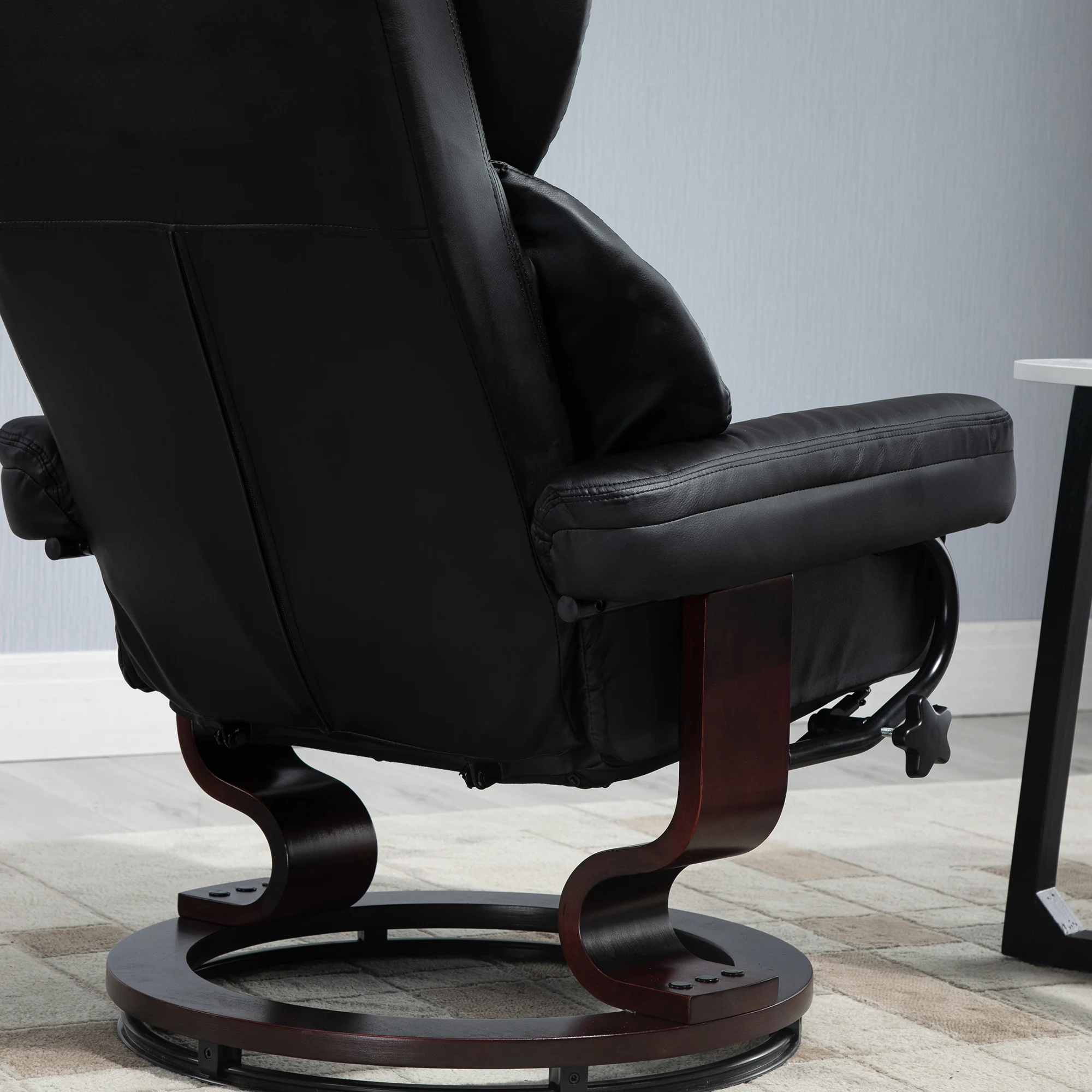 HOMCOM PU Leather Manual Reclining Armchair Footstool Padded Seat
