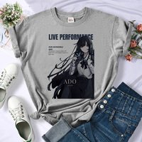 Ado t-shirts women anime designer top girl Japanese harajuku clothes