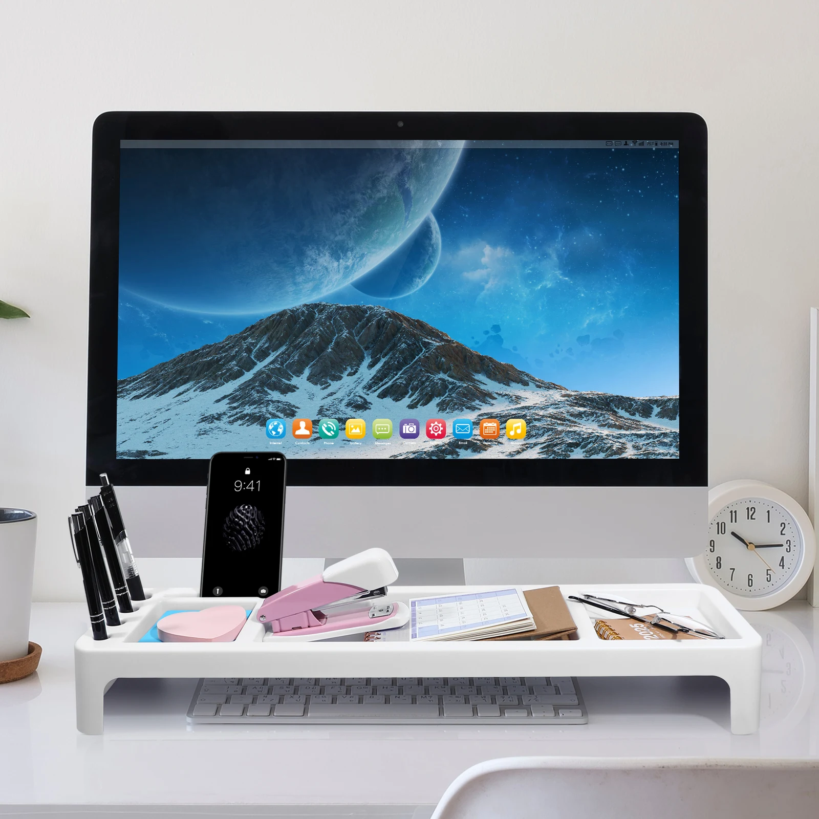 

Multifunctional Keyboard Shelf Rack ABS Material Safe Notebook Stand Computer Desk ganizer Tidy Space Saving Supporting