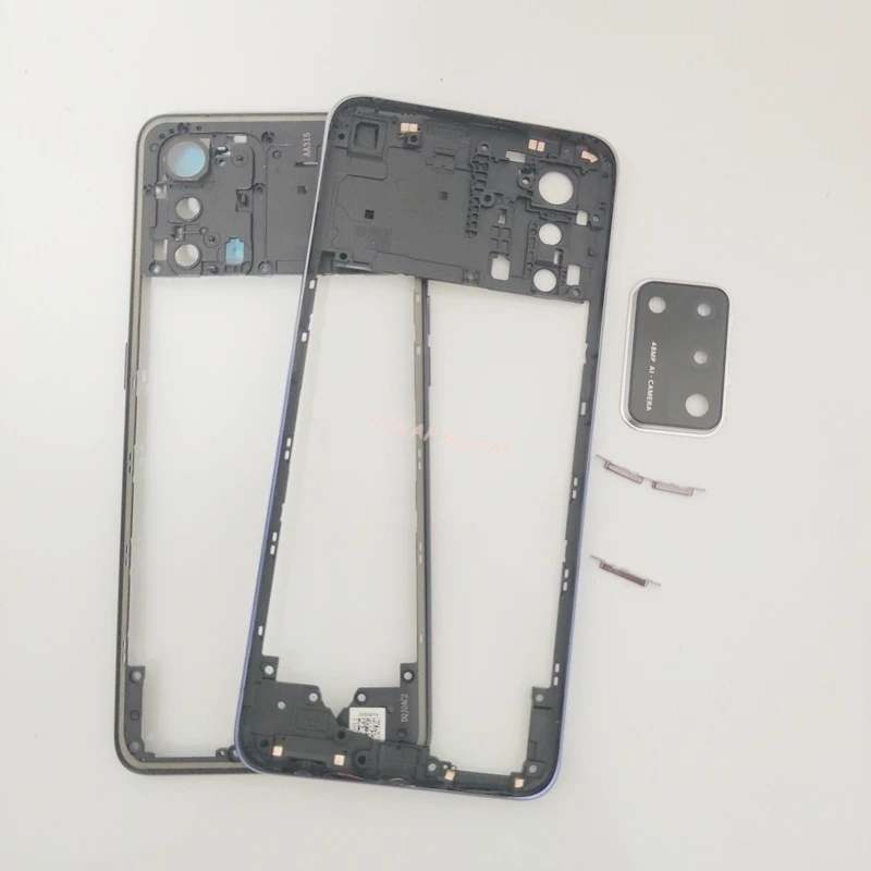 Middle Frame Bezel For Oppo A74 4G CPH2219 Battery Cover Back Rear Door Housing Side Volume Button Camera Lens Frame Holder