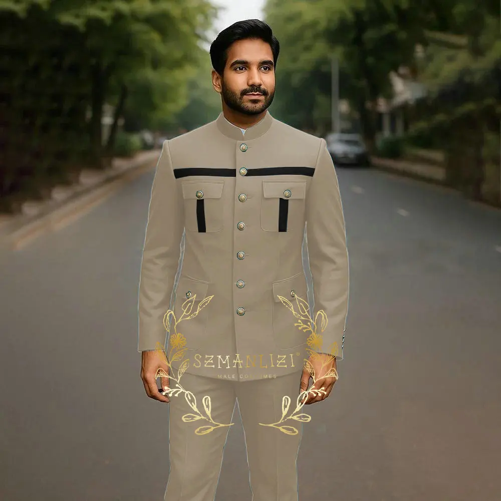 Klassische, solide Anzug-Sets für Herren, modisch, Party, maßgeschneidert, Slim-Fit-Blazer, Hosen, 2-teilig, Hochzeitsbankett, Trauzeuge, formelle Outfits