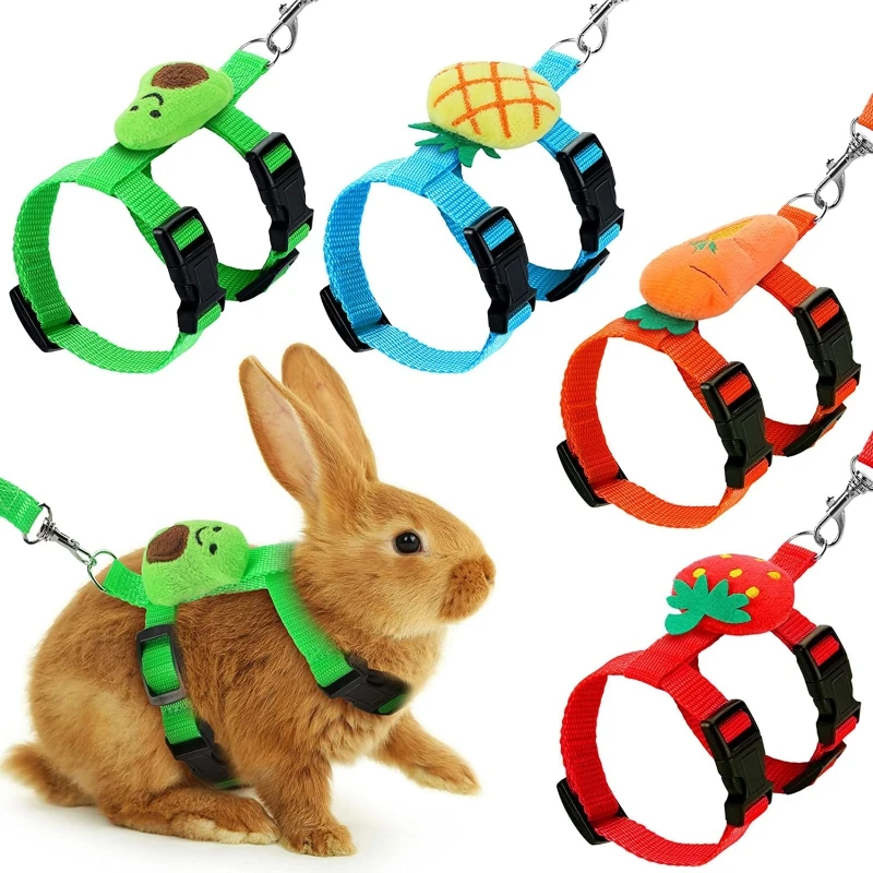 Rabbit Harness and Leash Set Adjustable for Small Animals Ferrets Piggies Hedgehogs Outdoor Walking Cute Decorations