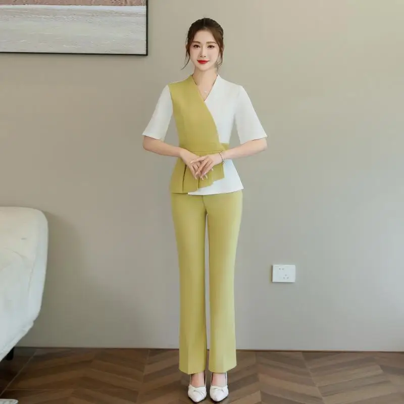 Foot Massage Parlor Beauty Salon Technician's Work Clothes Women's Professional Foot Bath Massage Spa Health Club Set Print Logo