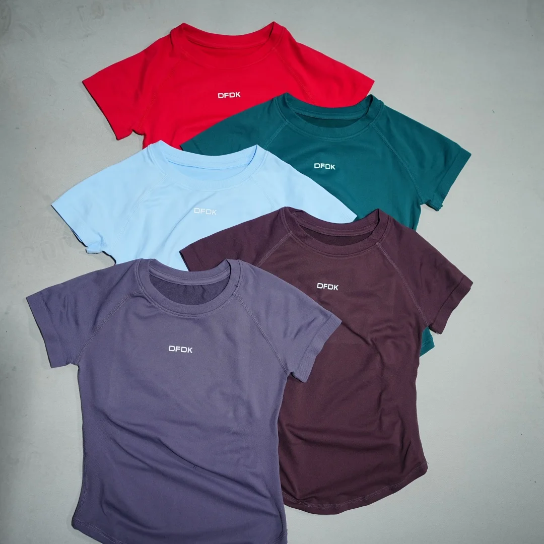 2026 New Women Round Neck Sports T-shirt Elastic Slim Fit Breathable Short Sleeve Top Gym Yoga Running Casual Workout Blouse