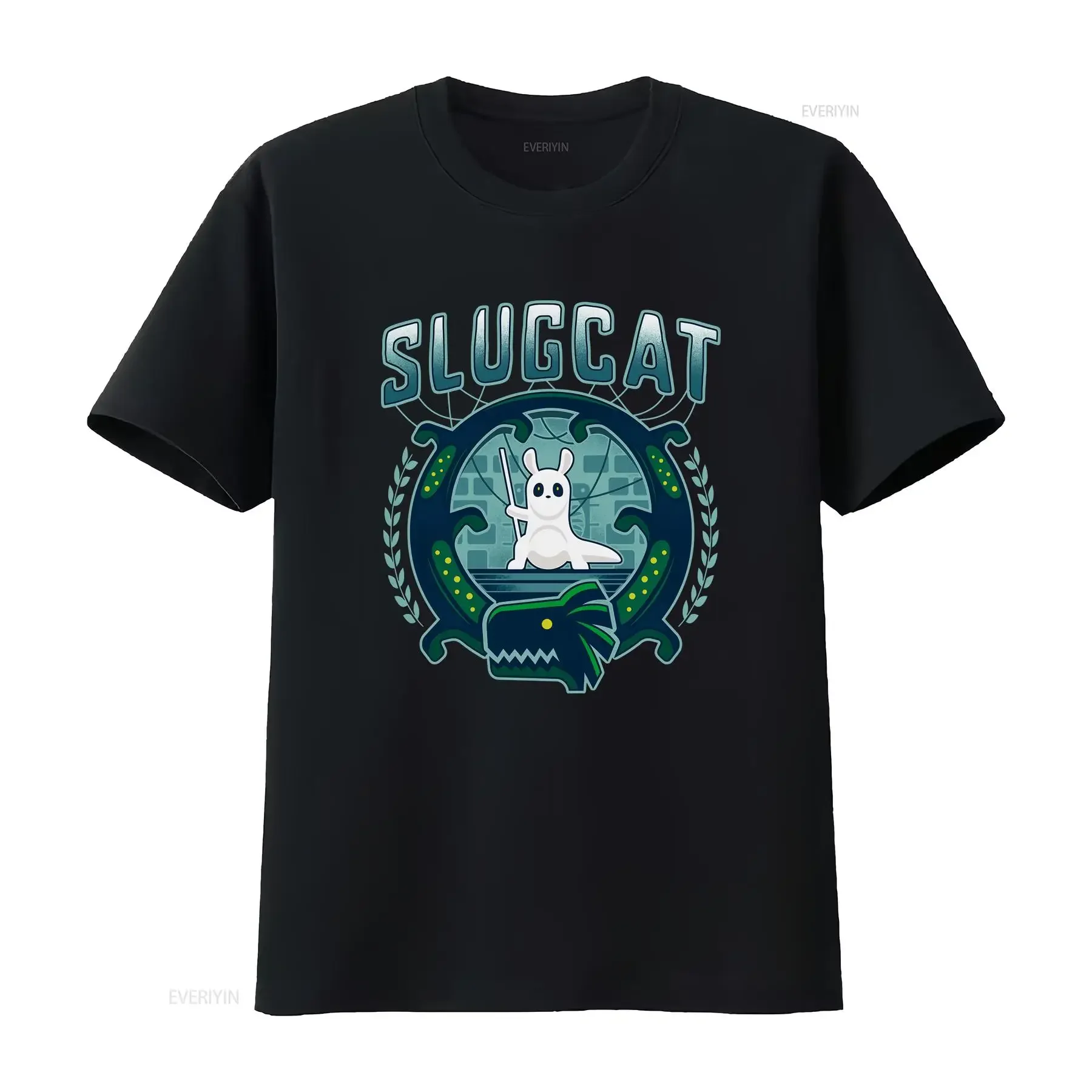 Slugcat Emblem T Shirt Rain World game Gaming Gamer Lizard Rainworld Slug Cat vintage Washed Stylish Stretched designer clothes