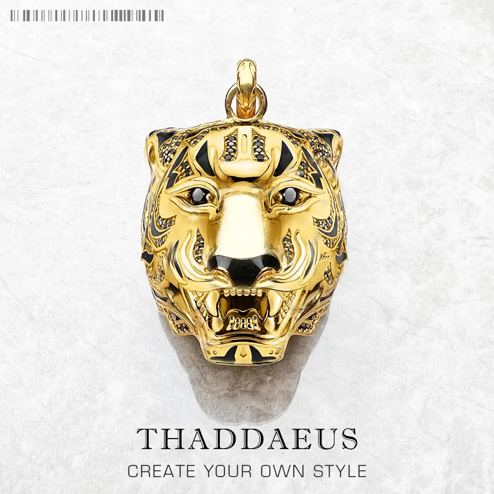 

Pendant Golden Tiger Brand New Fine Jewelry 925 Sterling Silver Punk Accessories Rebel Gift For Women Men