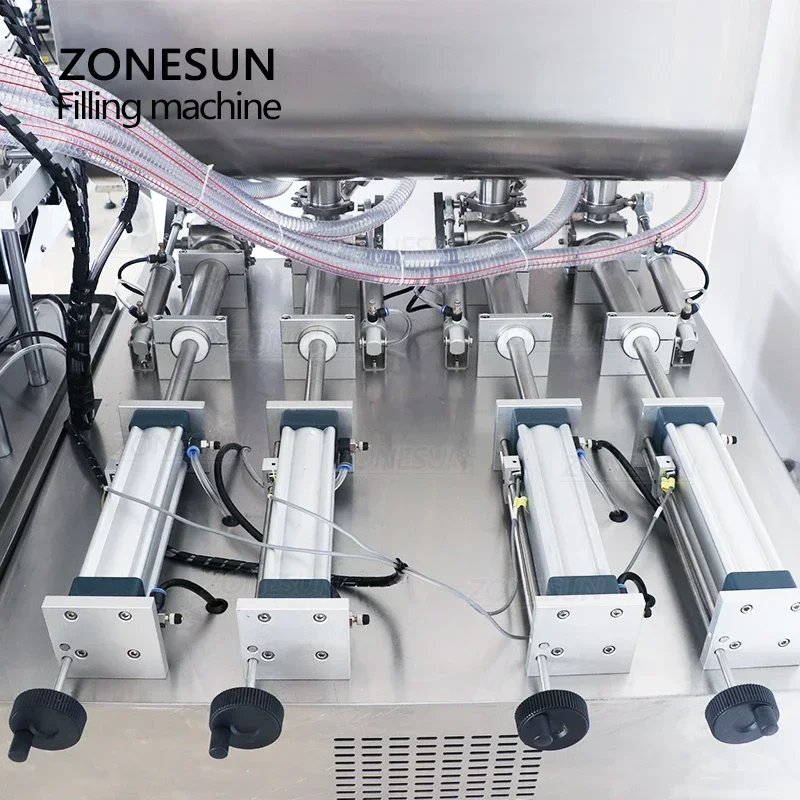 ZONESUN ZS-DTGT4T Tischplatte, automatisch, pneumatisch, 4 Köpfe, Honigpaste, Händedesinfektionsmittel, Flüssigkeitsflasche, kann Kolbenfüllmaschine