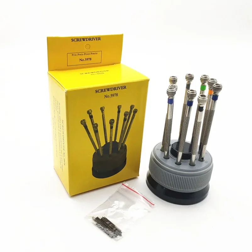 Stainless Steel Precision Screwdriver Set Watch Repair Tool Kit for Watchmaker 9pcs Watch Glasses Flat Blade Assort Slotted Tool