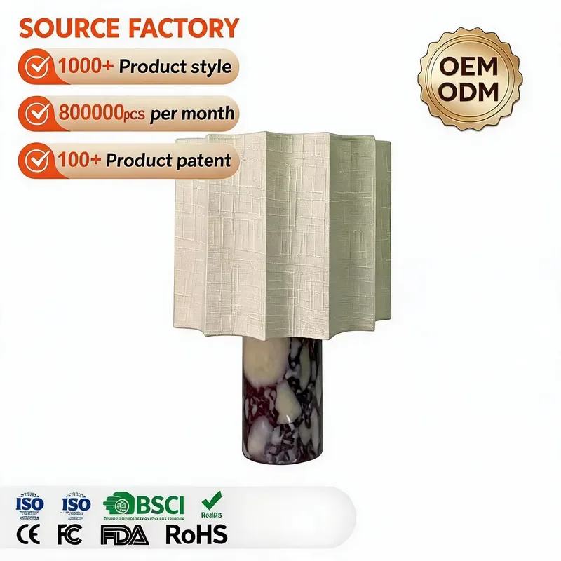 Luxury-Style Desk Lamp, Marble, Linen, Plug-in, Switchable Dimming, Cafe, Bar, Atmosphere LED Lamp