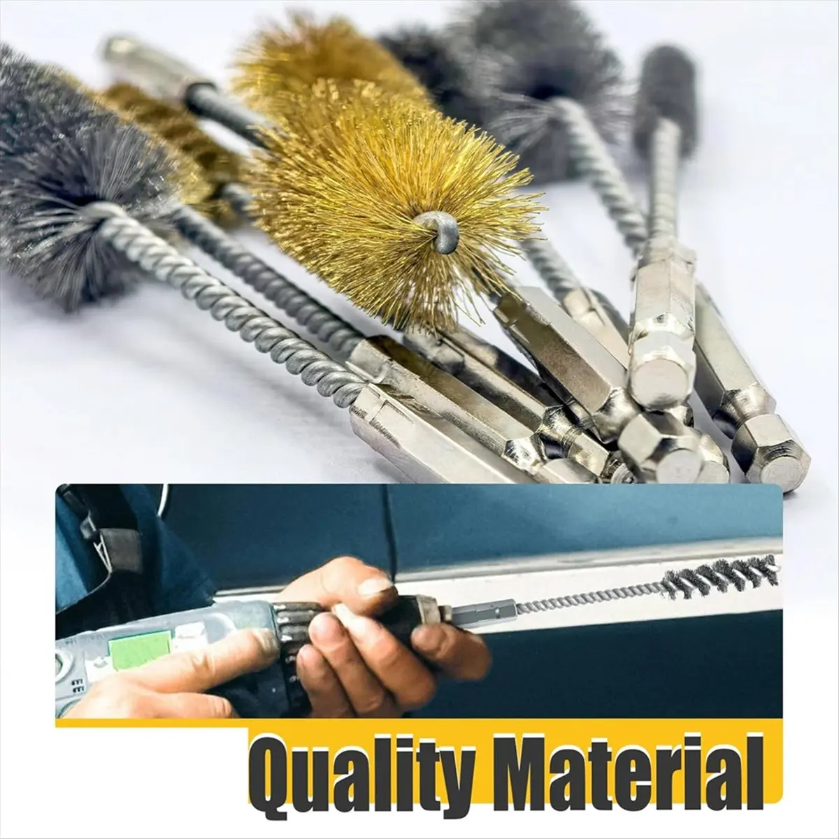 

AA91 8Pc Bore Brush Set,304 Stainless Steel&Brass Drill Wire Bore Cleaning Brushes with 1/4" Hex Shank,3/8''1/2'' 3/4'' 7/8''