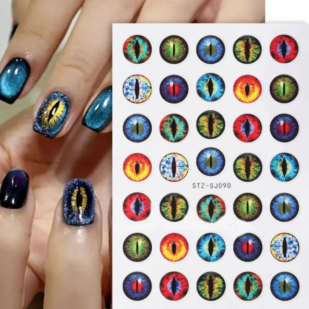 Cute Nail Stickers Hot Cartoon Sliders Decals 3D Dragon Eye Summer Manicure Nail Art Decoration for DIY Nails