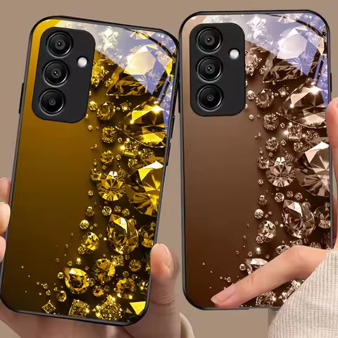 Full Diamonds For Samsung Galaxy A15 5G 54 4G 51 50 24 35 90 71 12 51 53 52S 80 22 34 Black Tempered Glass Phone Case