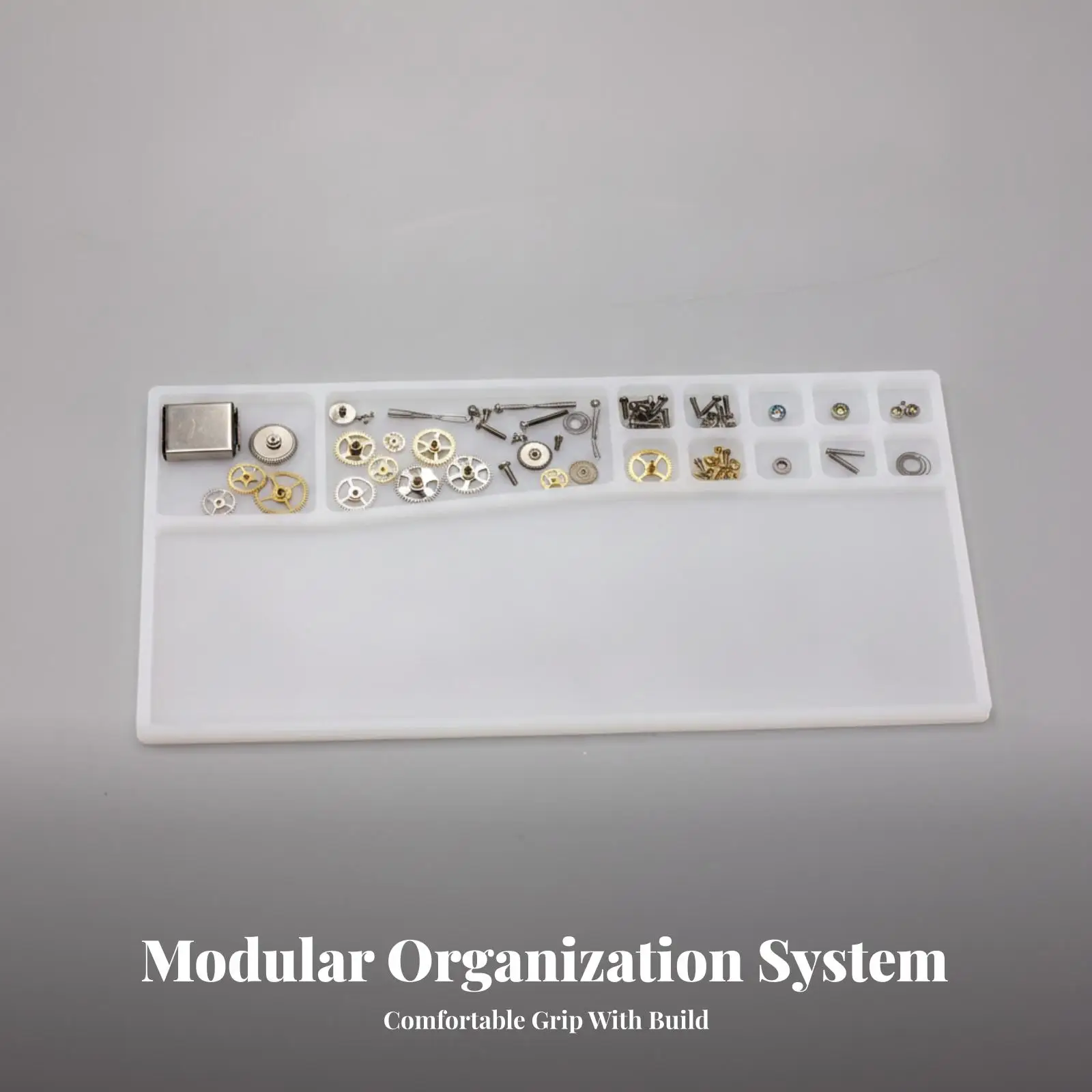 Non-Scratch Watch-Parts Organizer Tray | Smooth Flexible Surface, Silicone Repair Tray with Partitions, for Precision Work