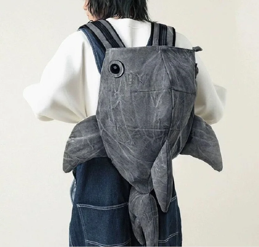 

2026 корейские модные трендовые рюкзаки с изображением акулы, водонепроницаемые нейлоновые сумки на плечо, мужские и женские дорожные рюкзаки большой вместимости, школьная сумка