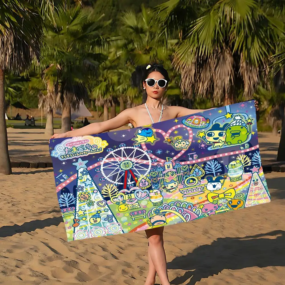 Tamagotchi Cut Friend Big Microfiber Beach Towels Quick Dry Towel Sand Beach Towels Pool Towel for Travel Swim Pool Yoga