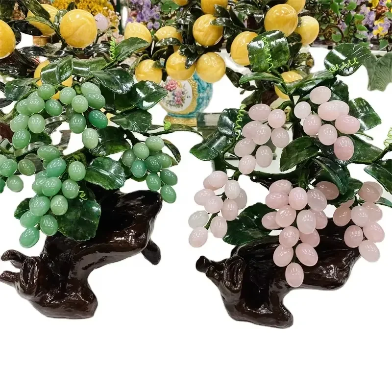 Natural Rose Quartz Crystal Bonsai Tree Venus Jade Vine Yaguo Artificial Plant Home Decor Wholesale Gift for Living Room