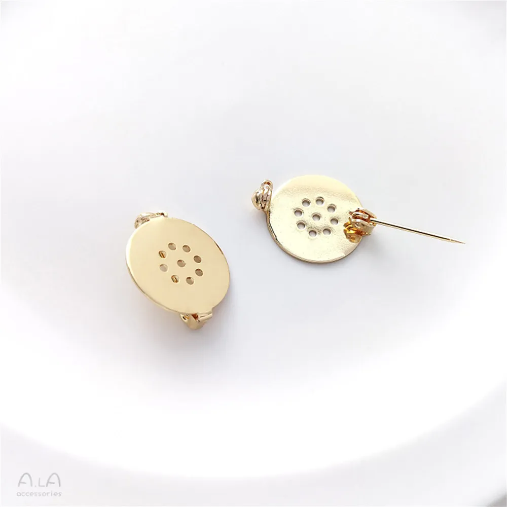 Broche de disco de 9 agujeros envuelto en oro de 14K, hebilla de seguridad, broche hecho a mano, joyería DIY, accesorios básicos