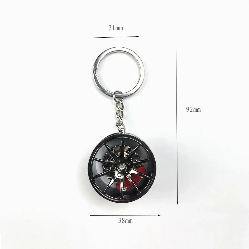 Wheel Hub Car Key Chain Fidget Toy Car Tire Brake Disc Keychain Fingertip Gadget Keyring Bags Pendant 3D Alloy Model Gift