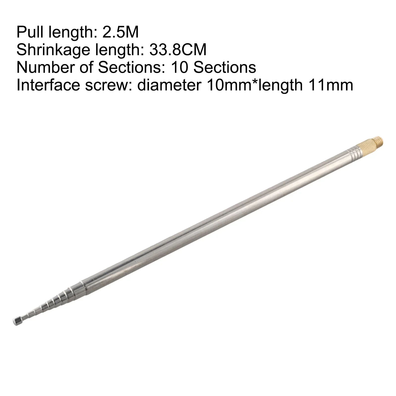 

1PCS 2.5M Whips Antenna 304 Stainless Steel For Pac12 JPC7 Portable Shorts Waves Antenna Radios Telescopic Antenna Elements