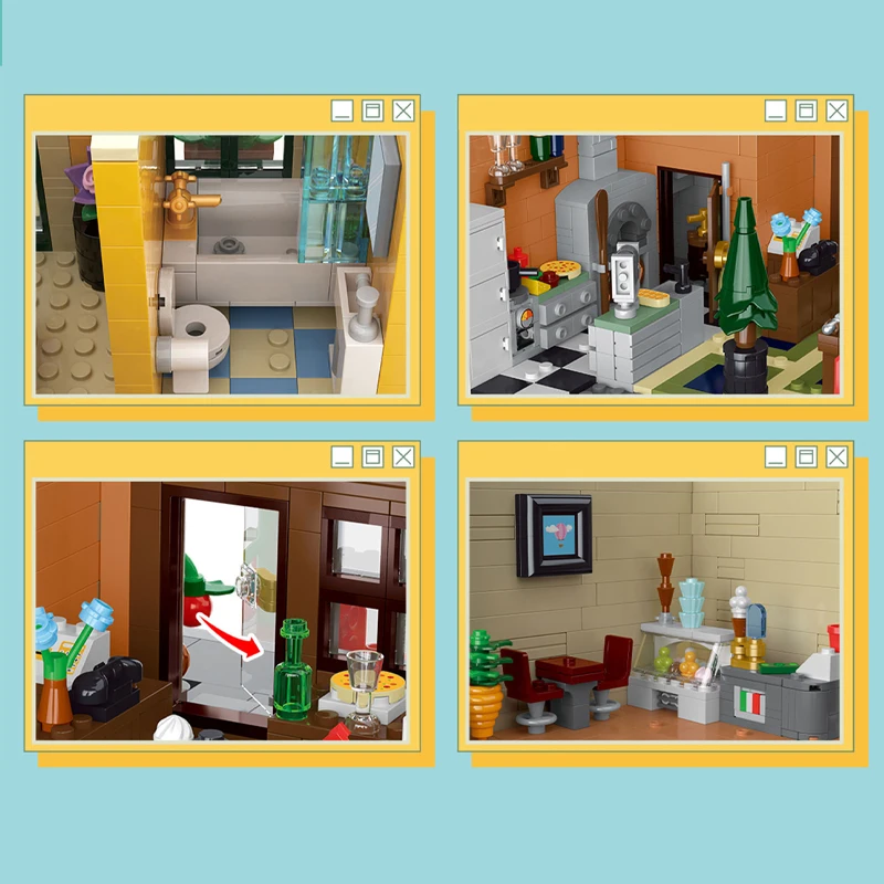 ร้านโรม คอร์เนอร์ สโตร์ บ้านสำเร็จรูป อาคารแบบโมดูลาร์ บล็อกตัวต่อ วิวเมืองยุโรป สถาปัตยกรรมร้านค้า ชุดโมเดลอิฐ ของขวัญสำหรับผู้ใหญ่และเด็ก 4507 ชิ้น