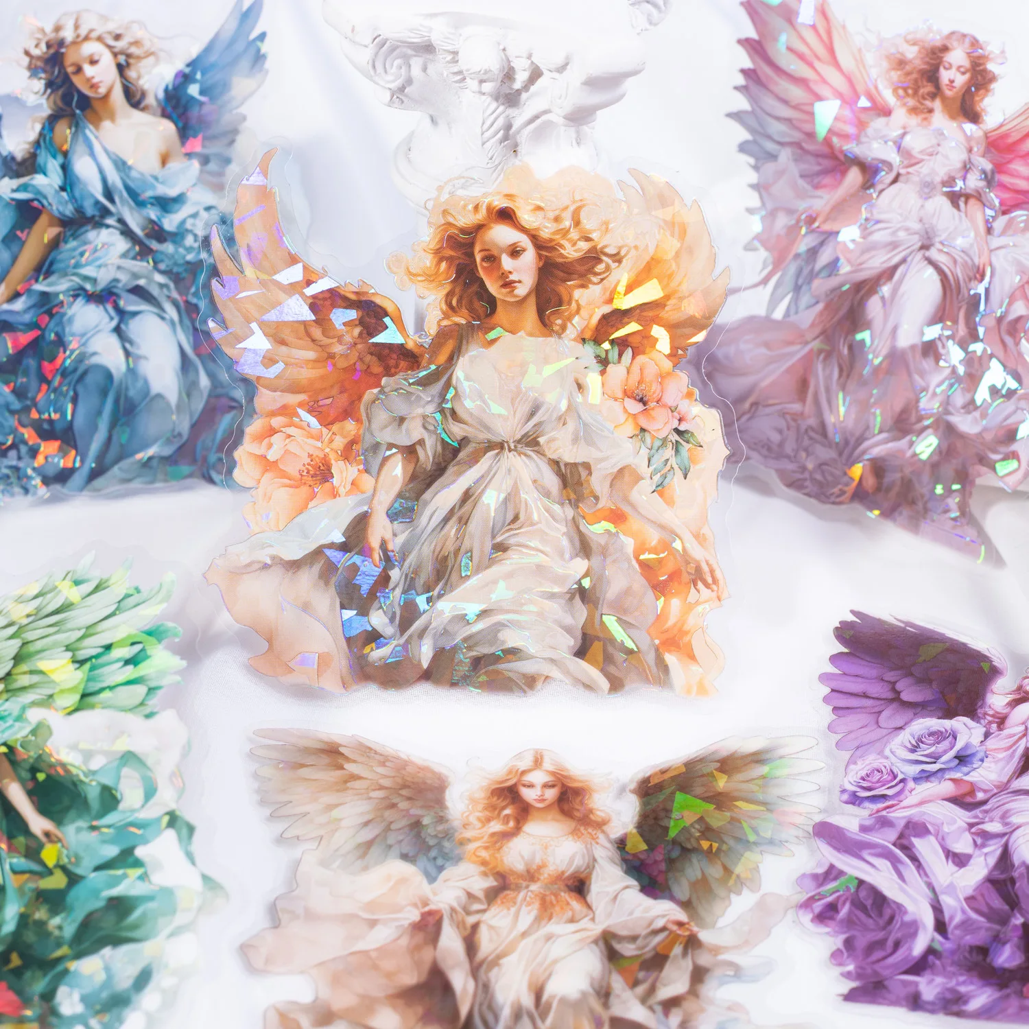 5pcs PET laser Angel Stickers Creativity Adhesive DIY Hand Account Diary Album Scrapbooking accessories assorted Sticker