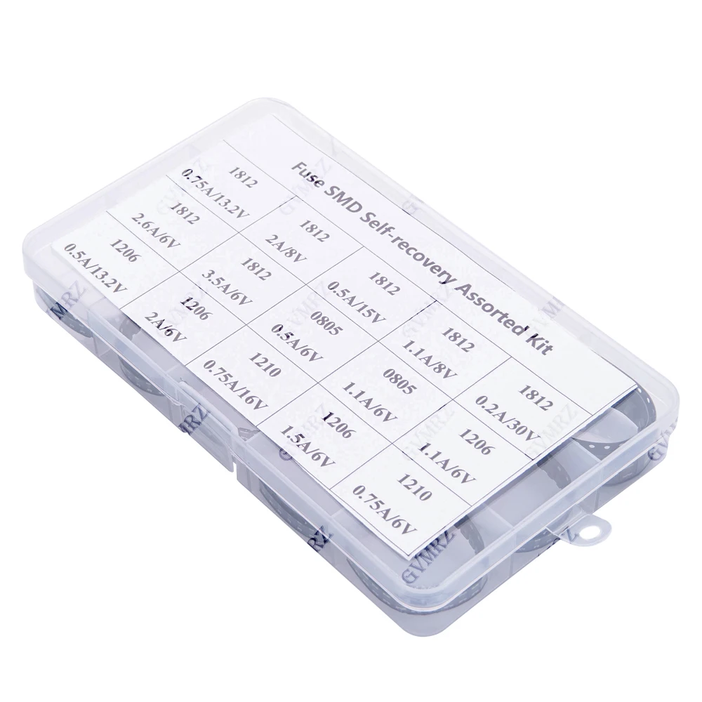 300Pcs 15Values*20PCS 1206 0805 1210 1812 SMD Resettable Fuse kit 0.7A 0.5A 0.2A 2A PPTC PolySwitch Self-Recovery 1.1A 2.6A 3.5A