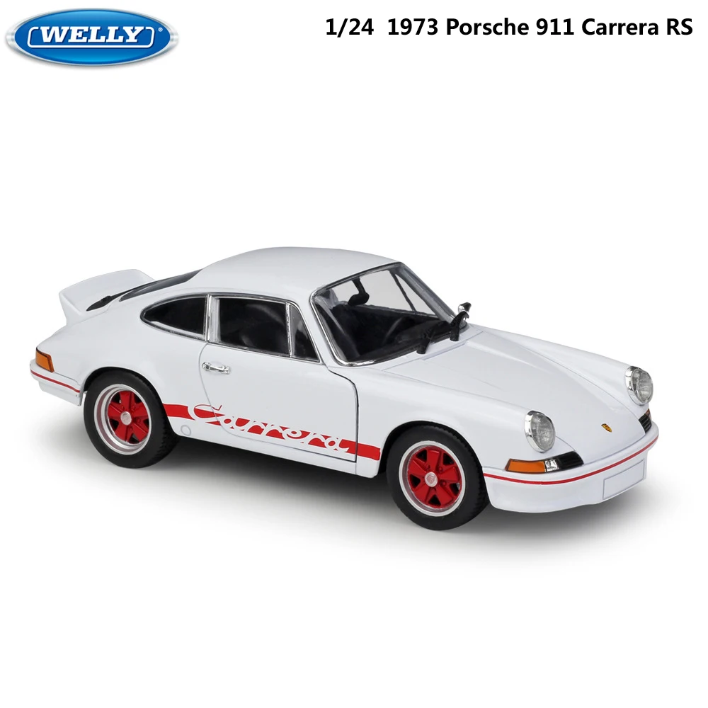 WELLY Diecast 1:24 Scale Model Car 1973 Porsche 911 Carrera RS Classic Metal Alloy Toy Car Sports Car For Kids Gift Collection