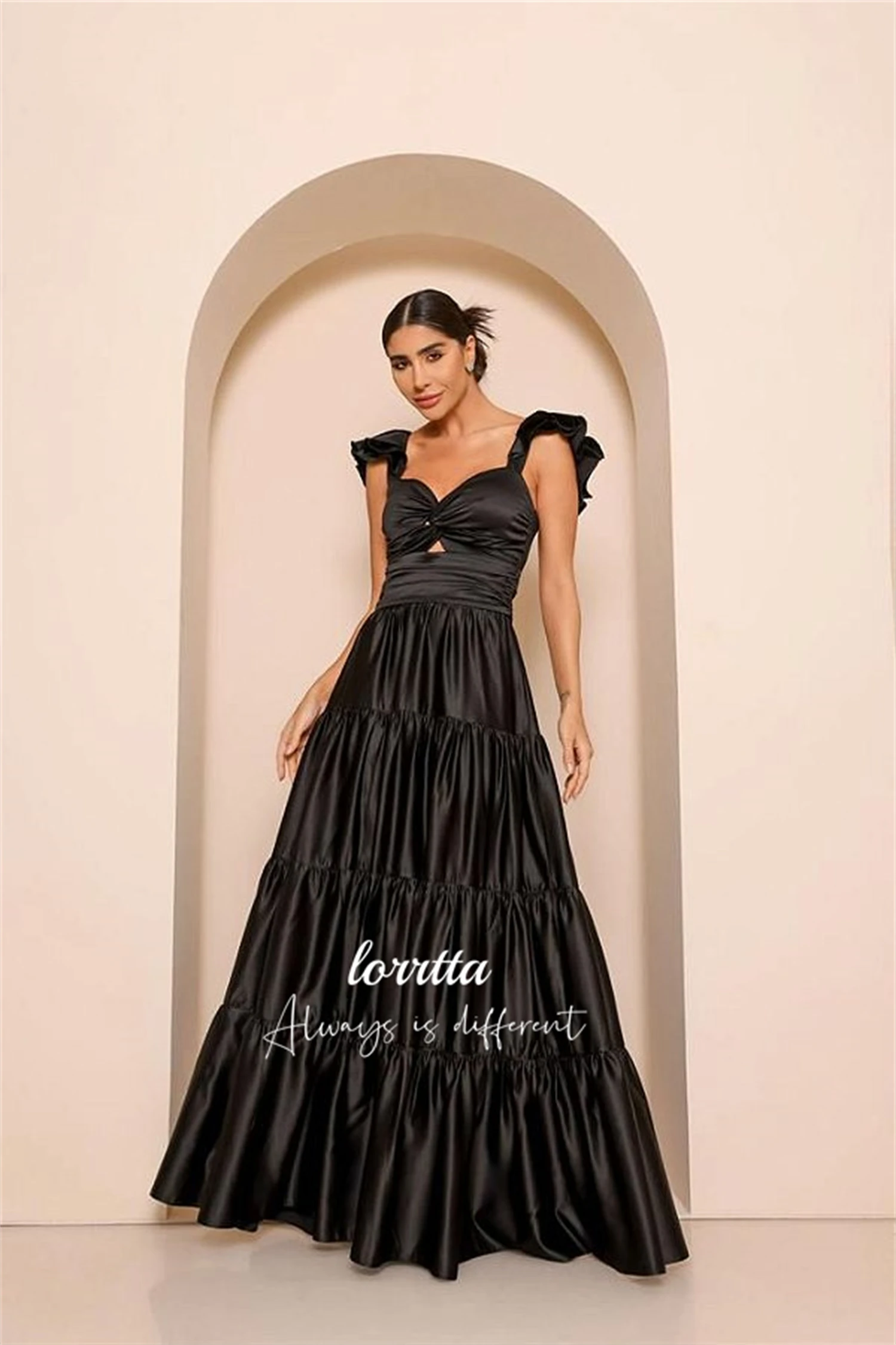 

Lorrtta Satin Ball Gown Frills Layered Black Graduation Happy Sharon Evening Dresses Woman Elegant Party Dress for Women Luxury