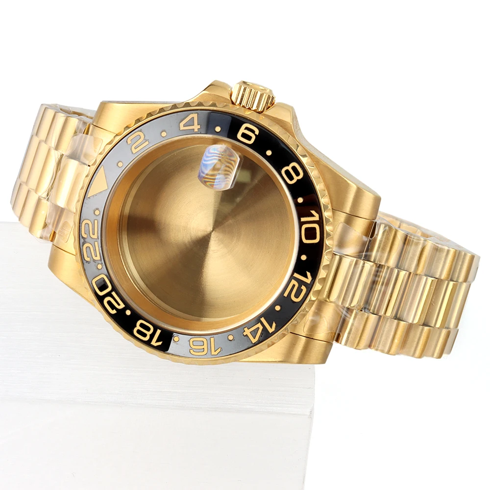 

40mm Case Presidential Bracelet Stainless Steel Fit NH34 NH35 NH36 NH38 Movement 28.5mm Dial Yacht-Master SUB GMT Watch Case