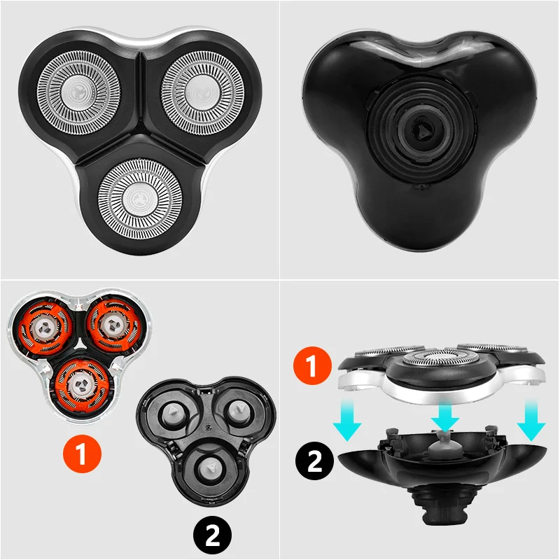 1-4 sztuk wymiana mężczyzn elektryczne głowice golarki 3 Cutter zapasowe żyletki 4D pływające dodatkowe głowy ze stali nierdzewnej wodoodporne