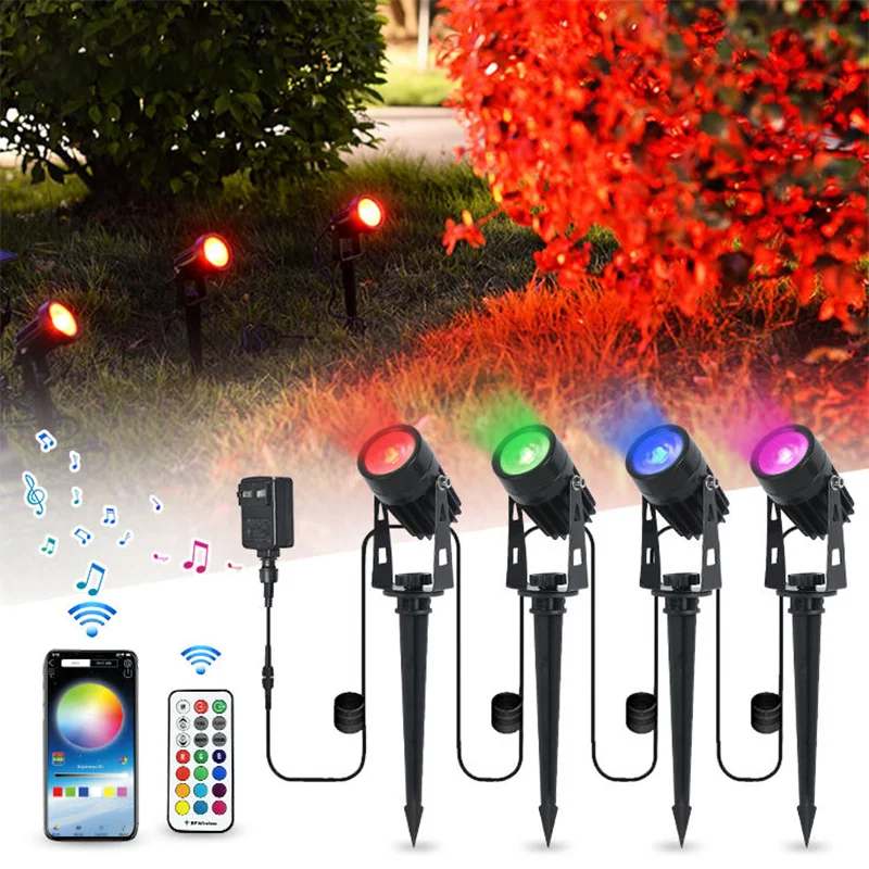 

2/4/6/8 шт. RGB Smart App светодиодные садовые фонари мини-шип наземное точечное декоративное садовое освещение