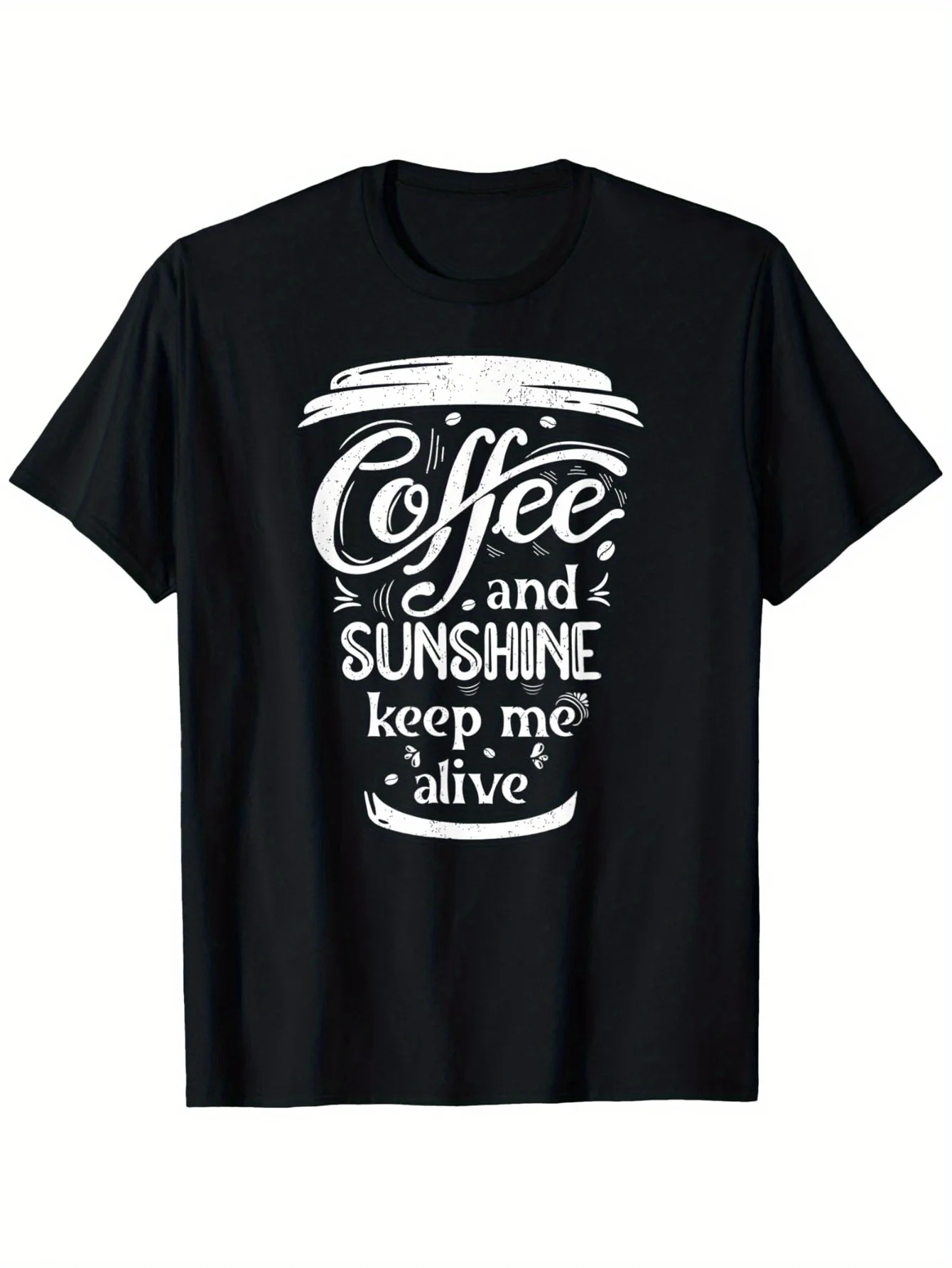 

Мужская футболка Coffee Lover — «Кофе и солнечный свет делает меня полной энергии», ручная роспись с принтом кофейных зерен, повседневная футболка