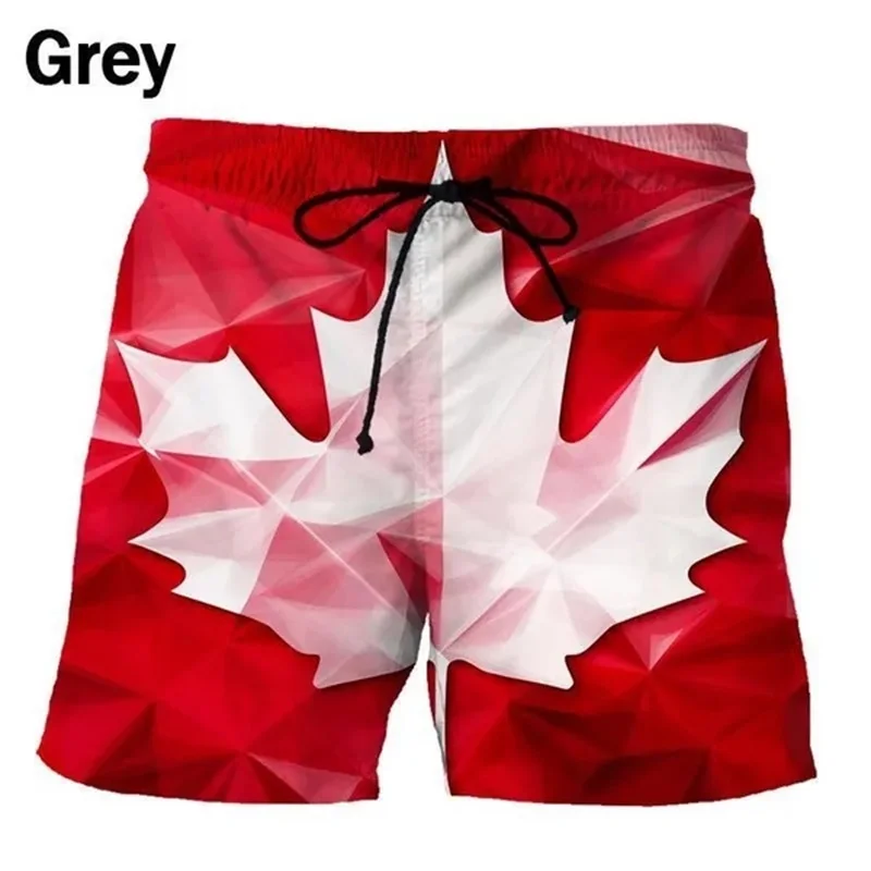 I Love Canada Creative Pattern Beach Shorts Men 3D Printing Casual Board Shorts Canada National Day Graphic Men Swim Trunks